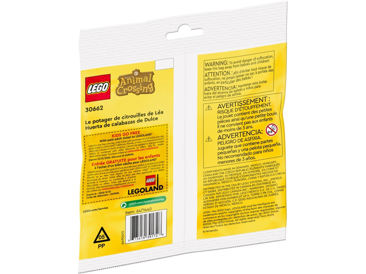 Lego animal crossing campo di zucche di dulcinea - 29 pezzi per bambini di età 6+ 30662