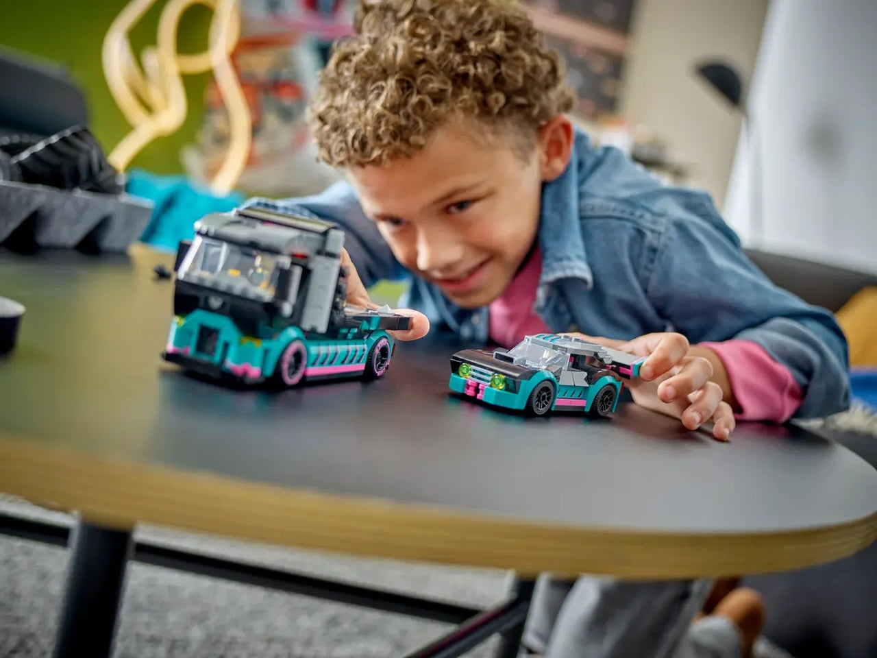 Lego city great vehicles auto da corsa e trasportatore