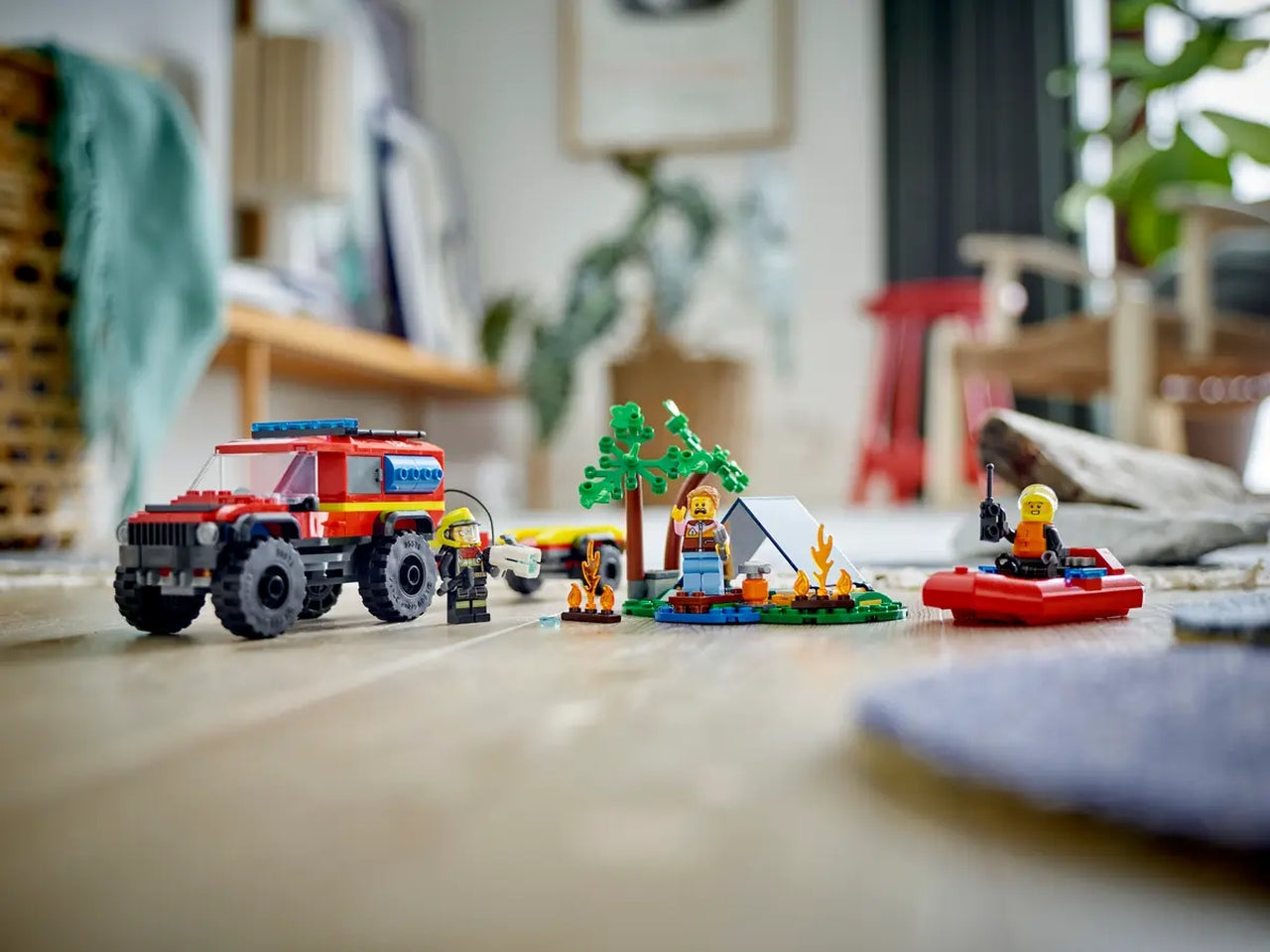 Lego city fire fuoristrada antincendio e gommone di salvataggio