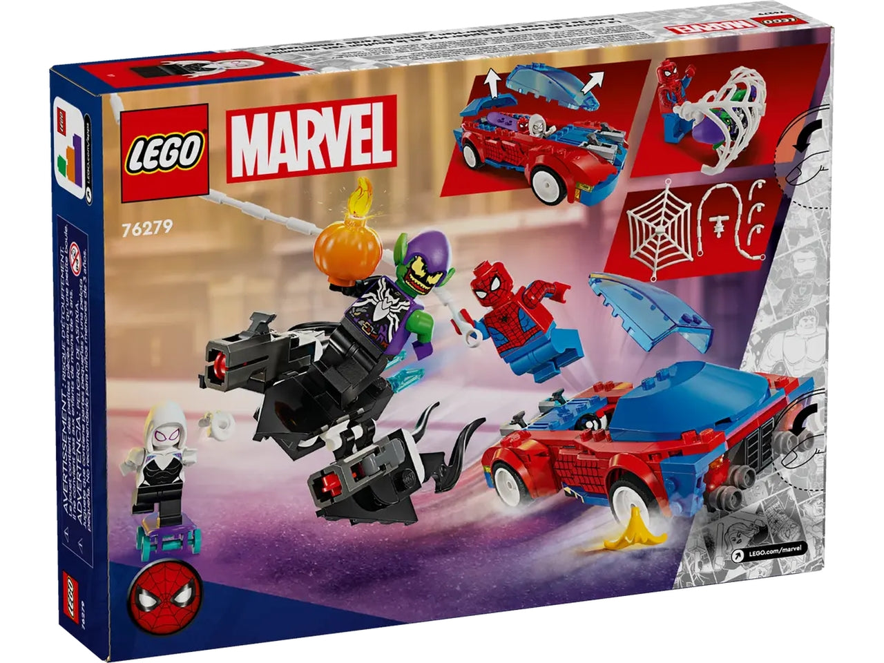 Lego super heroes marvel auto da corsa di spider-man e venom goblin