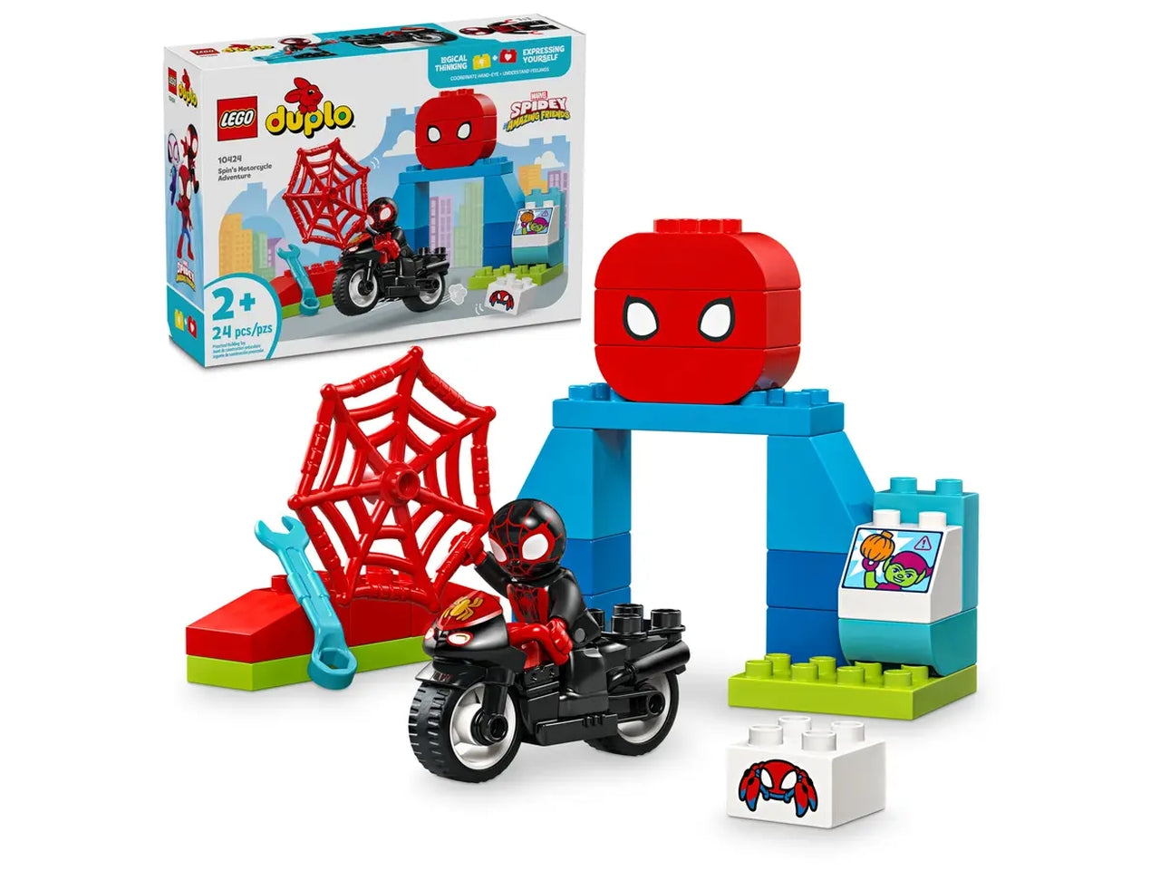Lego Duplo Disney Spiderman lâavventura in moto, set costruzioni in scatola da 24 pezzi, per bambino di 2+ anni 10424