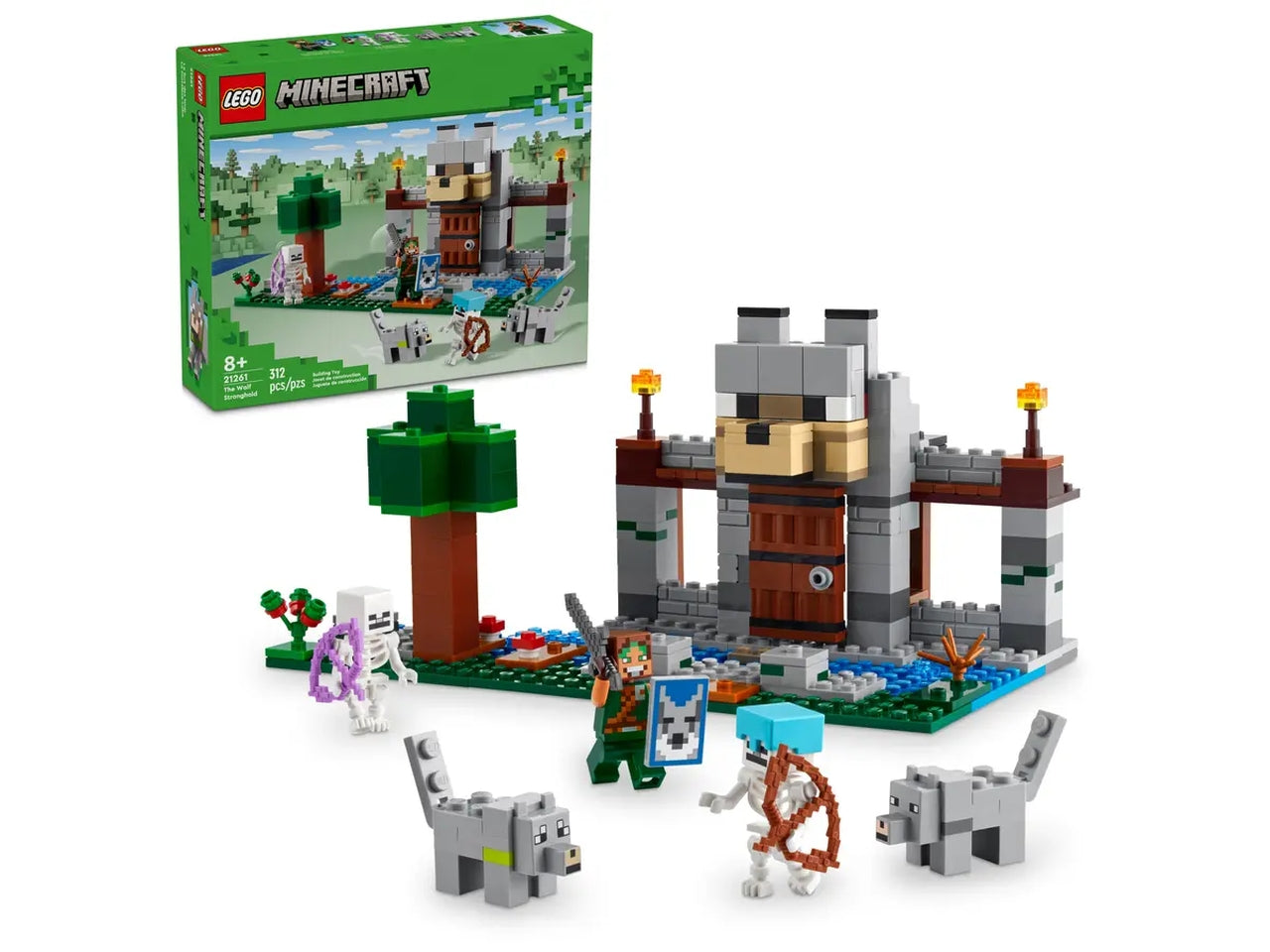 Lego Minecraft il castello del lupo, set costruzioni in scatola da 312 pezzi, per bambini di 8+ anni 21261