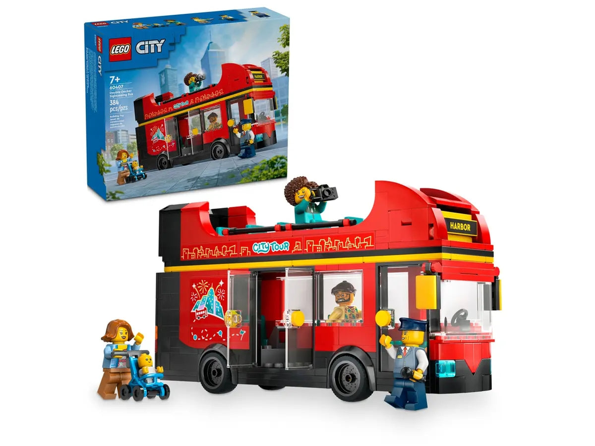Lego City Great Vehicles Autobus Turistico rosso a due piani, set di costruzioni in scatola da 384 pezzi, 7+ anni 60407