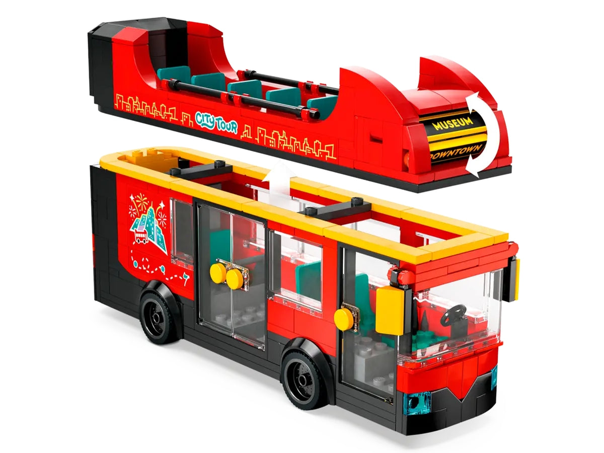 Lego City Great Vehicles Autobus Turistico rosso a due piani, set di costruzioni in scatola da 384 pezzi, 7+ anni 60407