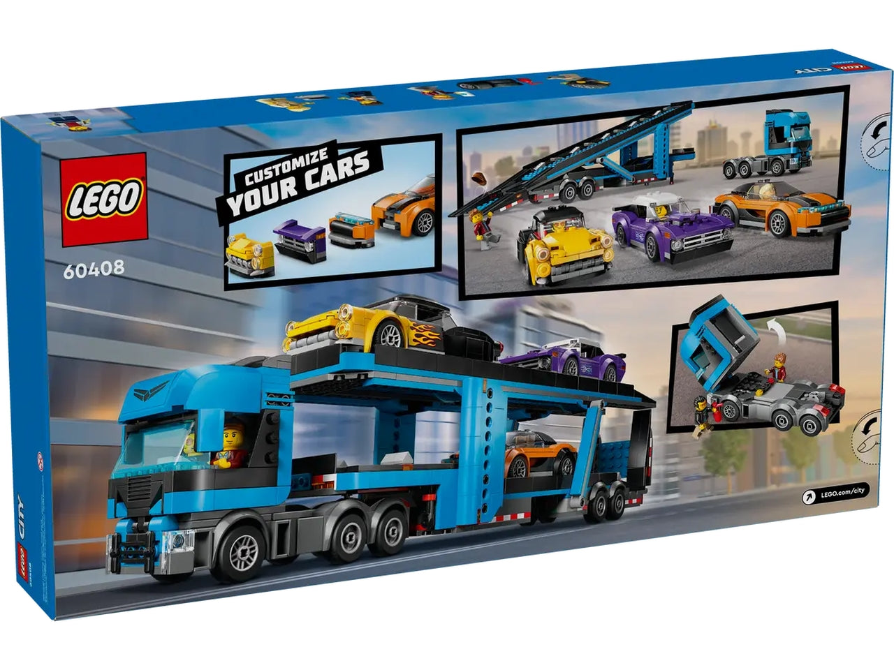 Lego City Big Vehicles Camion trasportatore con auto sportive, set di costruzioni in scatola da 998 pezzi, 7+anni 60408