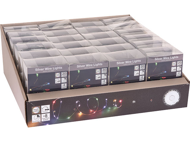 Catena filo argentato 20led multicolor c/timer batteria eria ax9720900