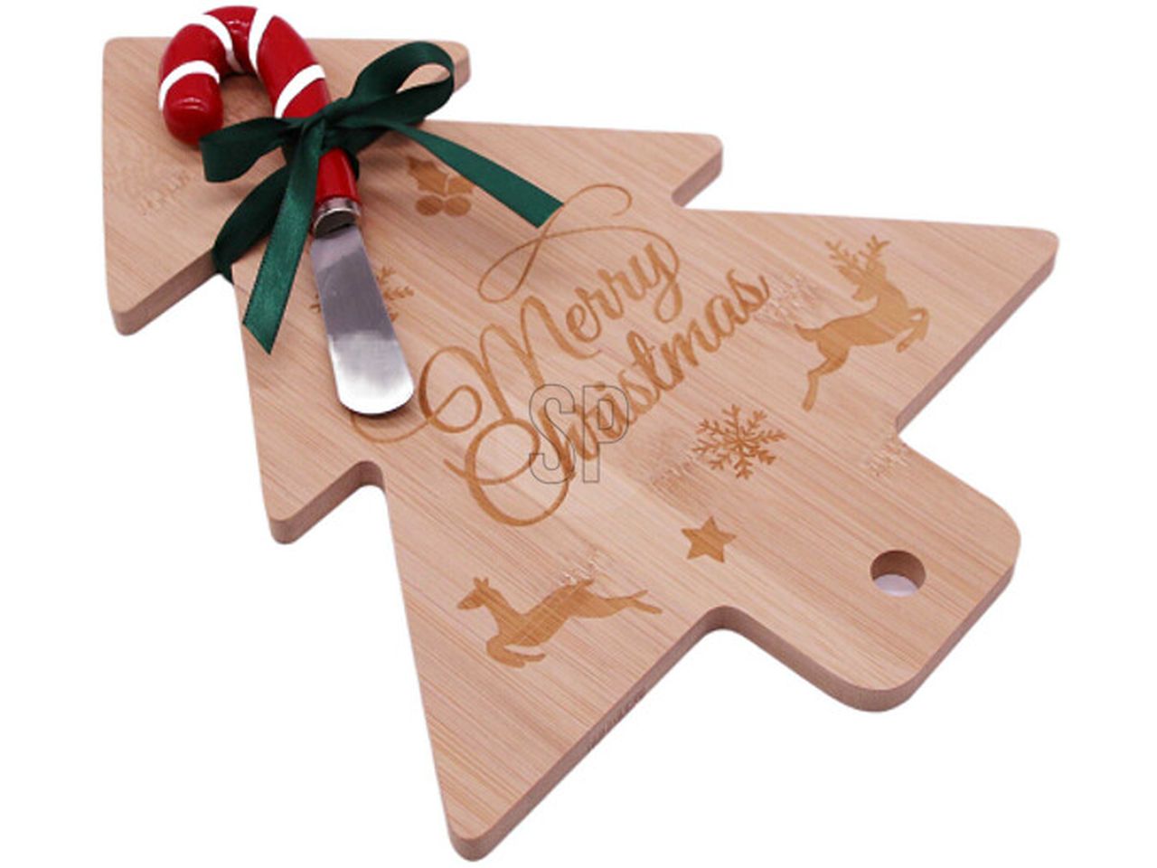 Tagliere a forma di albero di natale in legno misura 28x22cm