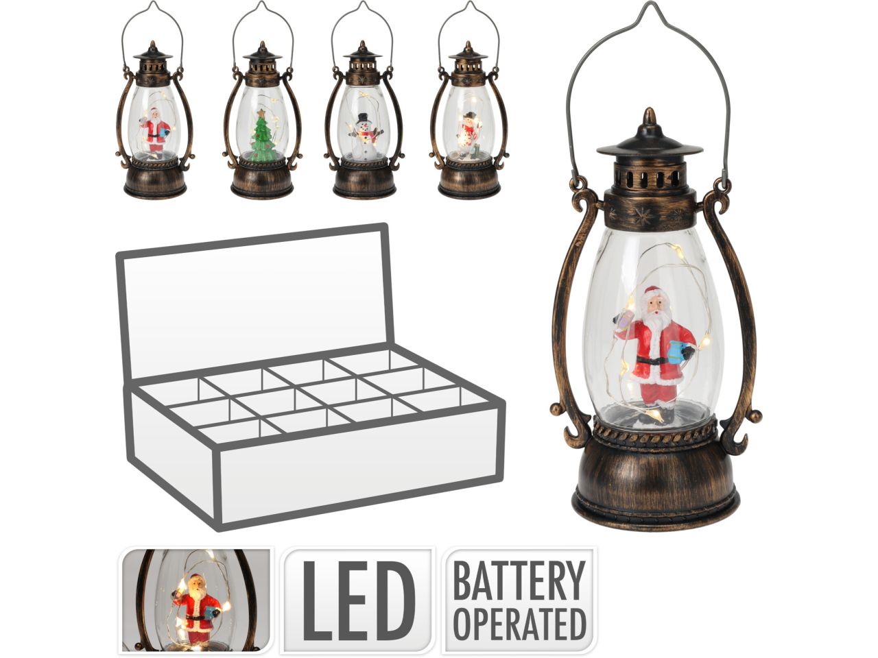 Lanterna con led gold misura 14cm in 4 assortimenti