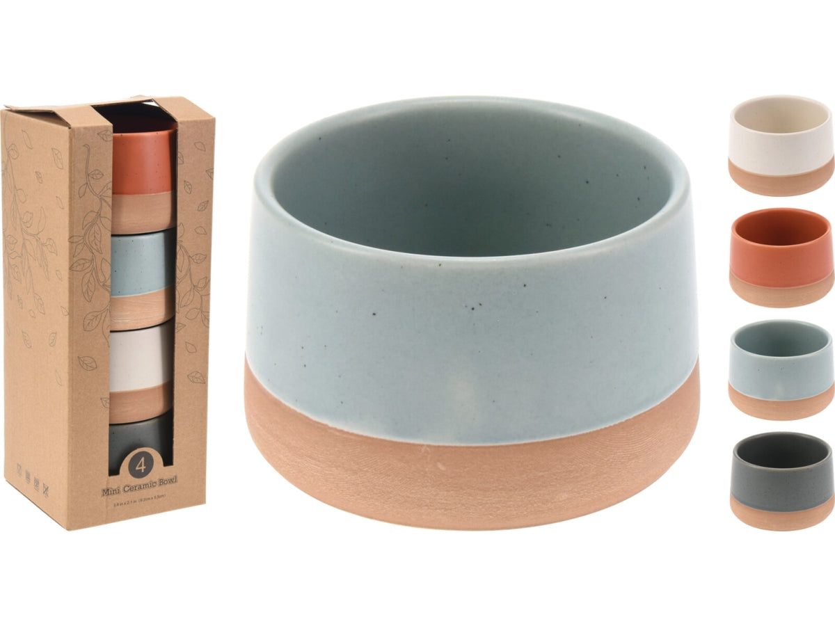 Ciotole in ceramica misura 9x5cm colori assortiti la confezione comprende 4 ciotole