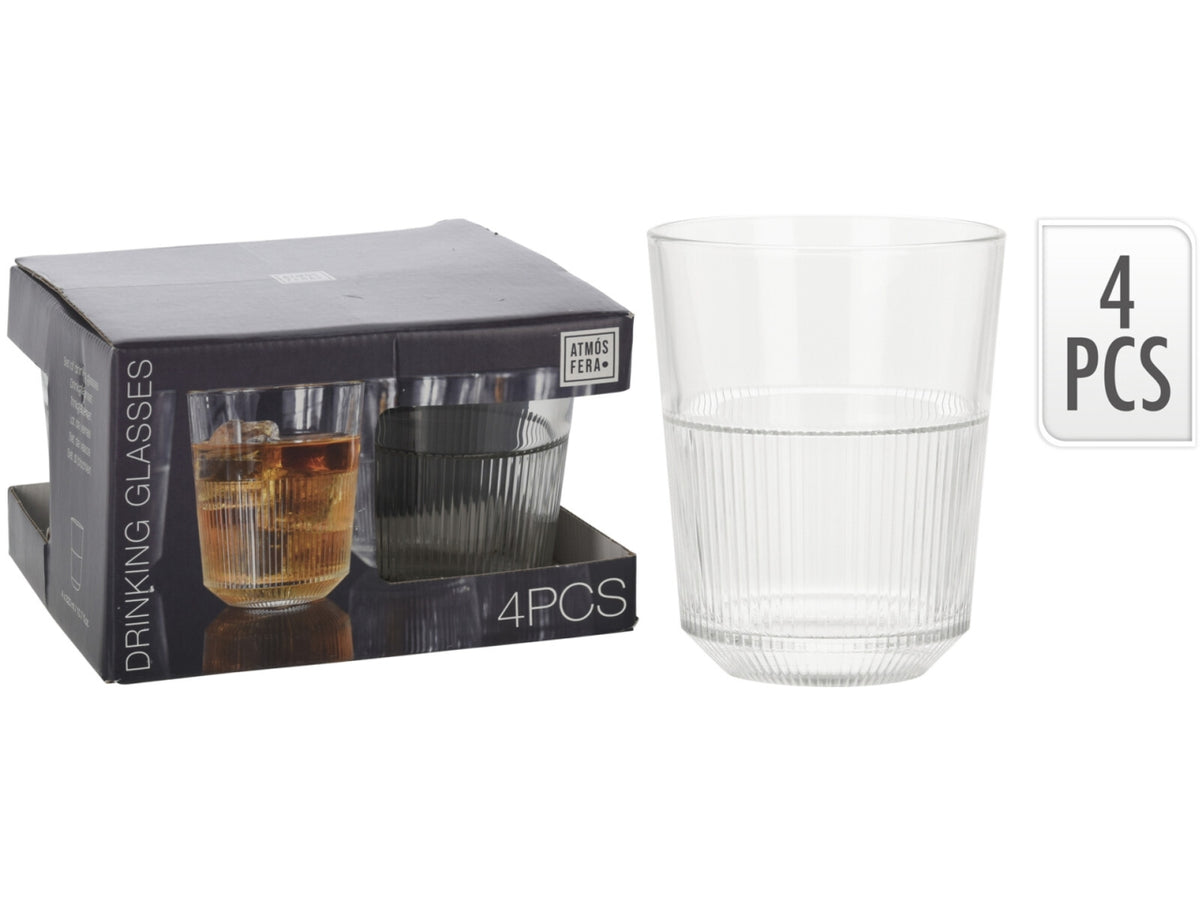 Bicchieri invetro capacita' 320ml misura 8x10cm la confezione comprende 4 bicchieri
