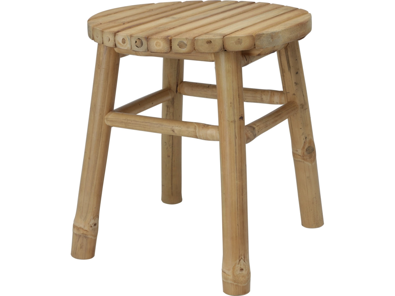 Sgabello basso Boho in Bamboo Naturale, Diametro 35 cm, Altezza 38 cm - Capacità di Carico 110 kg - Koopman