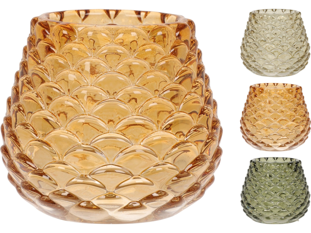 Porta tealight in vetro 7x6cm in 3 assortimenti