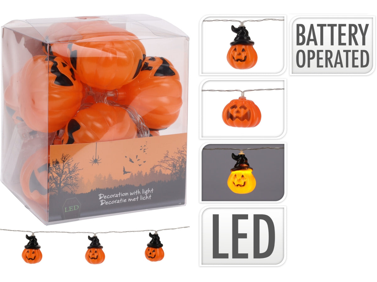 Ghirlanda luminosa con 10 led zucche in 2 assortimenti