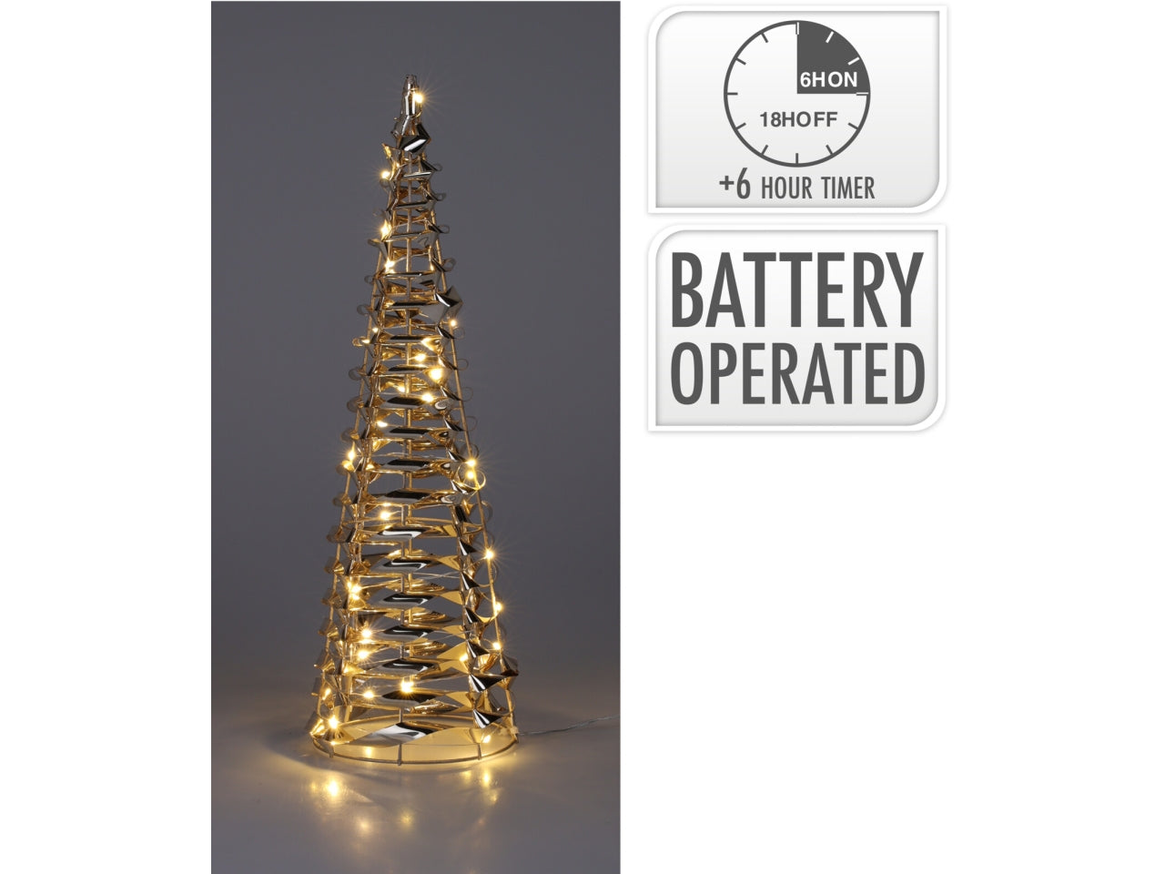 Cono decorativo con 30 led bianco caldo 40cm oro