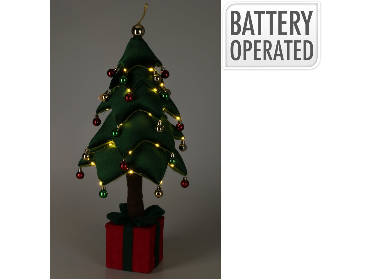 Alberello di natale in tessuto con 25 led 25x70cm