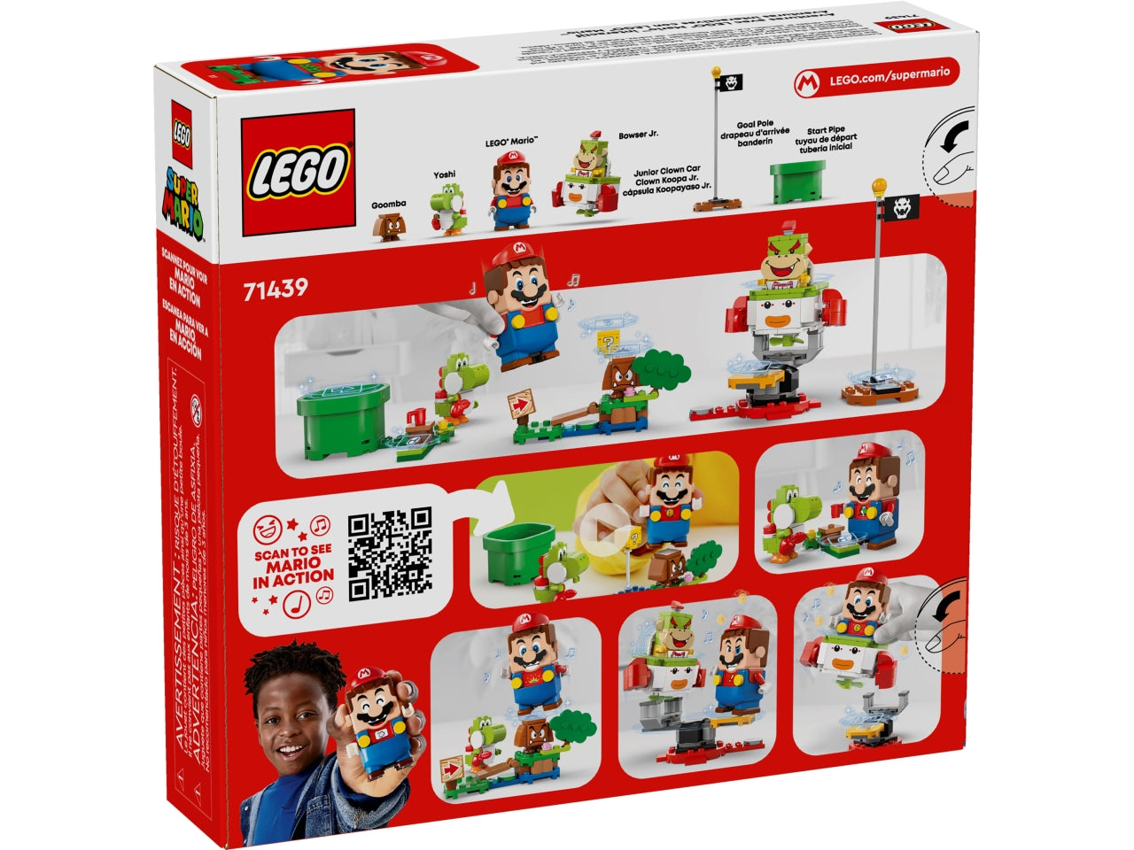 LEGO Mario - Avventure con interattivo: lascia che i bambini preparino la battaglia contro Bowser Jr. per impossessarsi del suo veicolo Auto Clown Junior con questo set di gioco Super Mario 71439