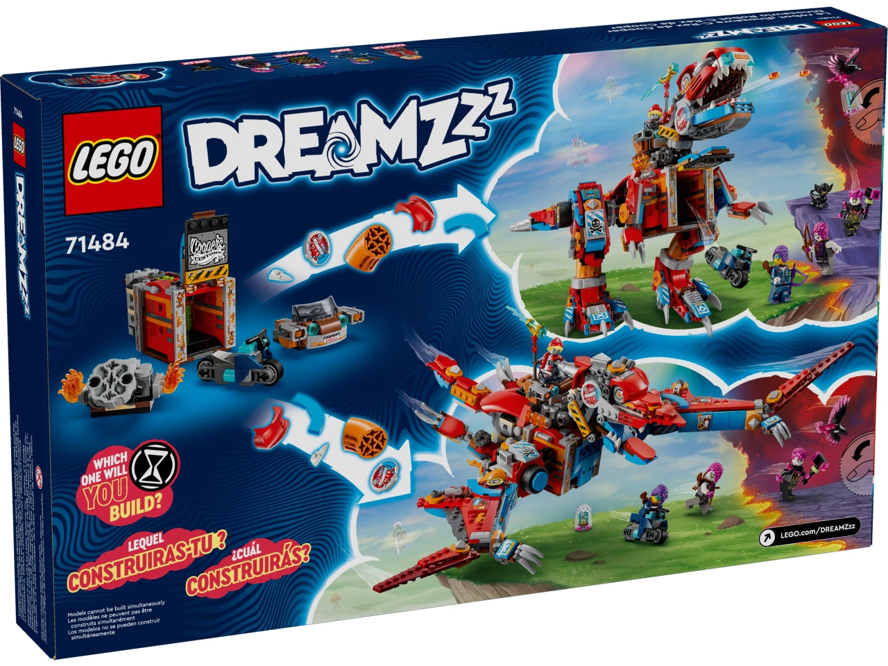 LEGO DREAMZzz Dinosauro Robot C-Rex di Cooper, Action Figure di T.Rex Giocattolo Trasformabile in Pterodattilo con Parti Snodabili e 4 Minifigure, Giochi Creativi per Bambini e Bambine da 9 Anni 71484