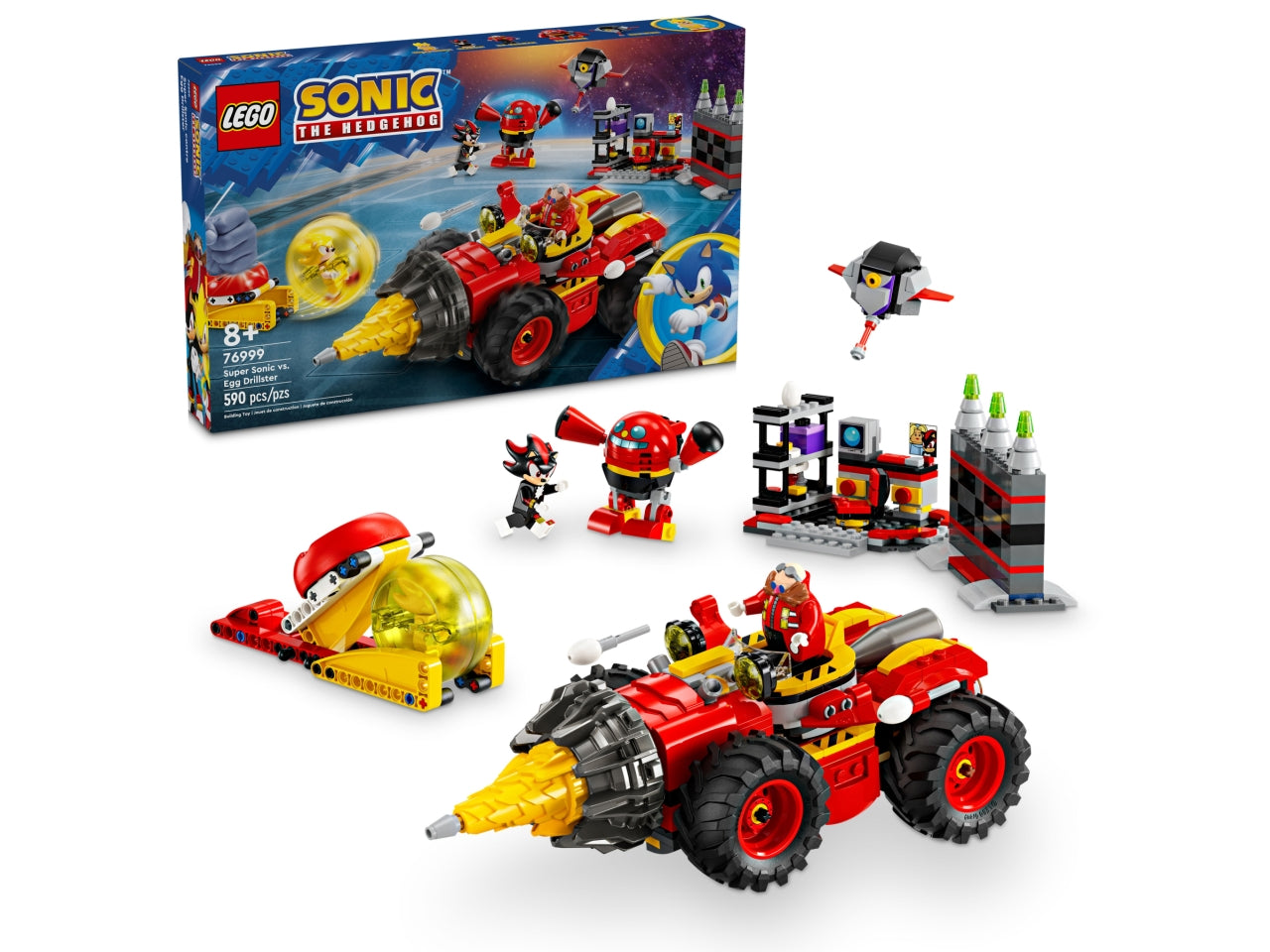 LEGO Sonic the Hedgehog - Giocattolo Super Sonic per bambini: questo set ricco di avventure Super Sonic vs. Egg Drillster consente ai bambini, alle bambine e ai fan dagli 8 anni in su 76999