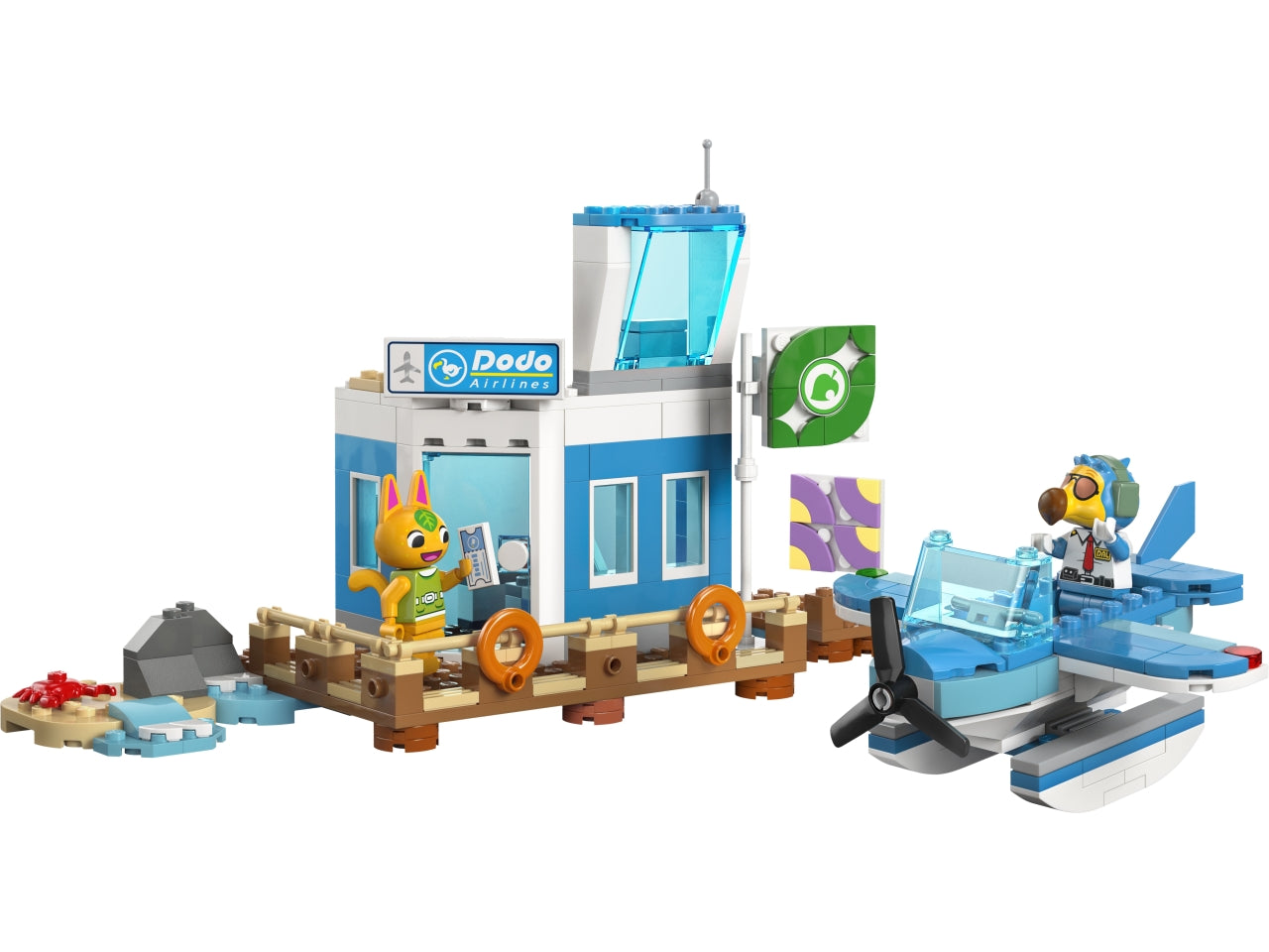 LEGO Animal Crossing - Set giocattolo con aeroporto costruibile: il playset In volo con la Dodo Airlines, dotato di torre di controllo e modello di molo, per bambini dai 7 anni in su con scene del videogioco Animal Crossing 77051