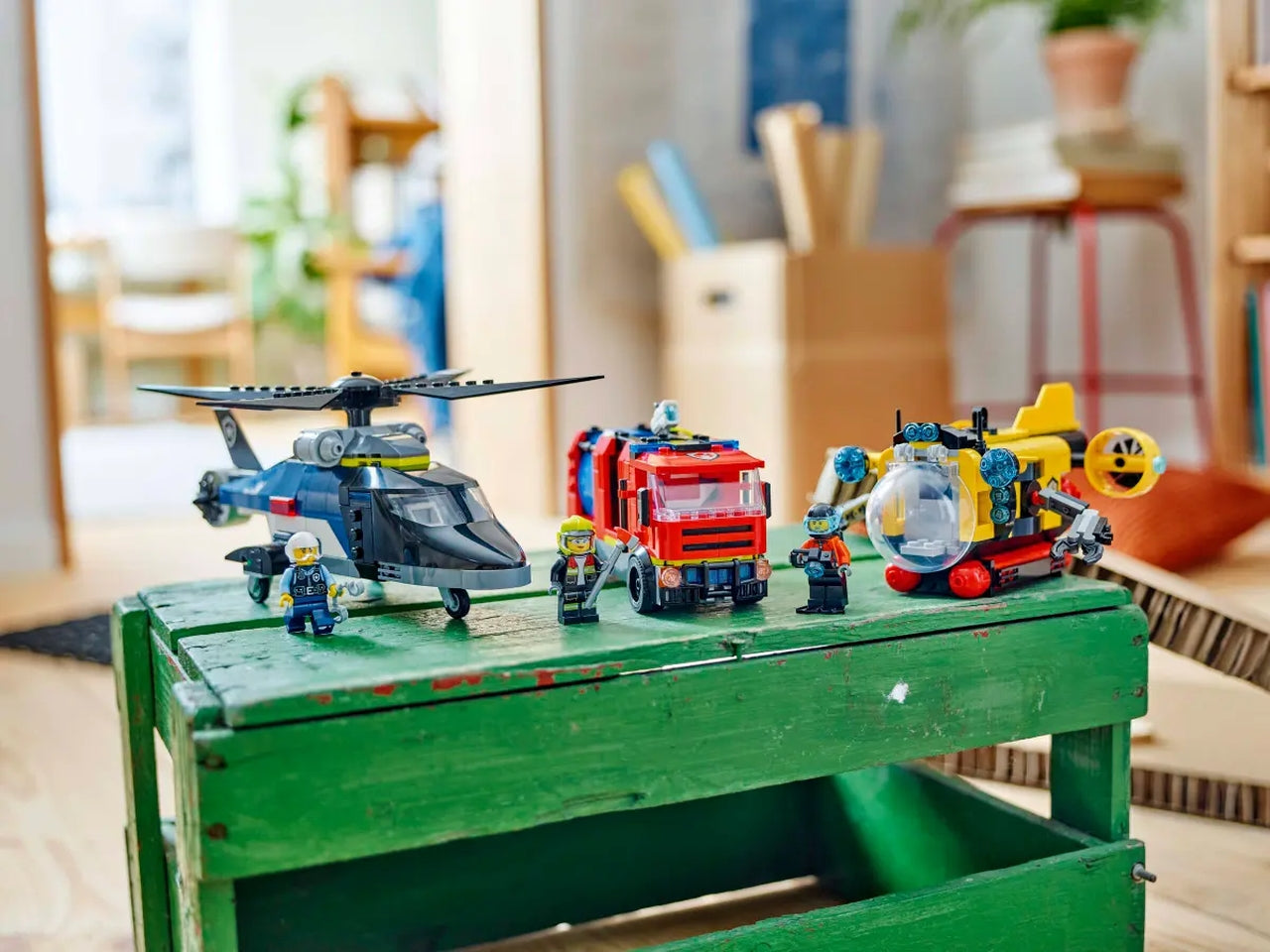Lego City great vehicles elicottero, autopompa e sottomarino 874 pezzi per età 7+ 60462