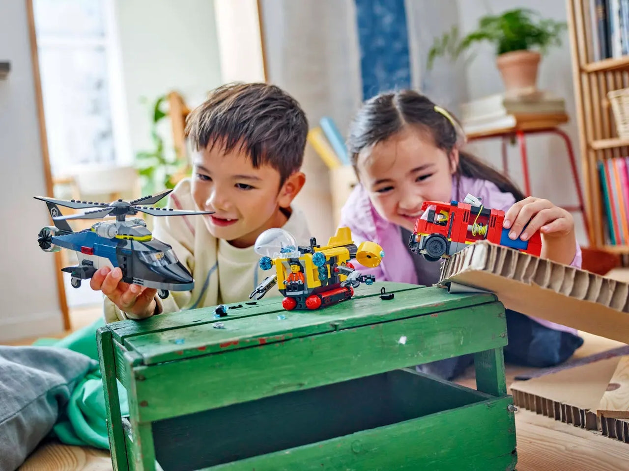 Lego City great vehicles elicottero, autopompa e sottomarino 874 pezzi per età 7+ 60462