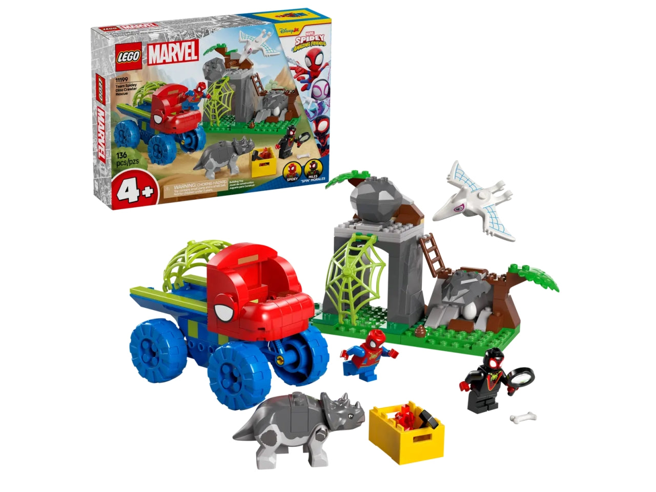 Lego Spidey team spidey: salvataggio su dino-ruspa 136 pezzi per età 4+ 11199