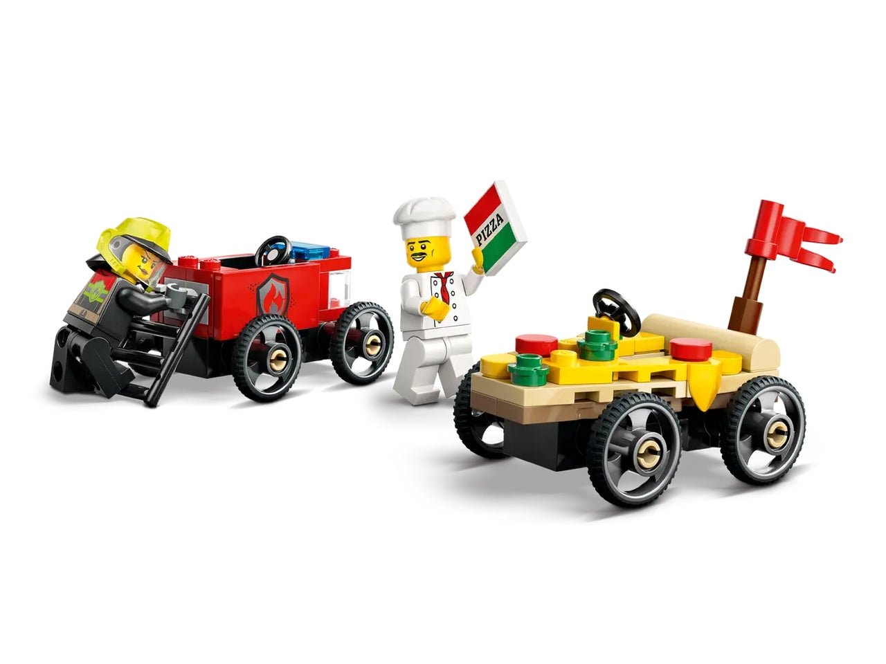 Lego City great vehicles pack veicoli da corsa: pizzaiolo contro pompiere 70 pezzi per età 5+ 60458