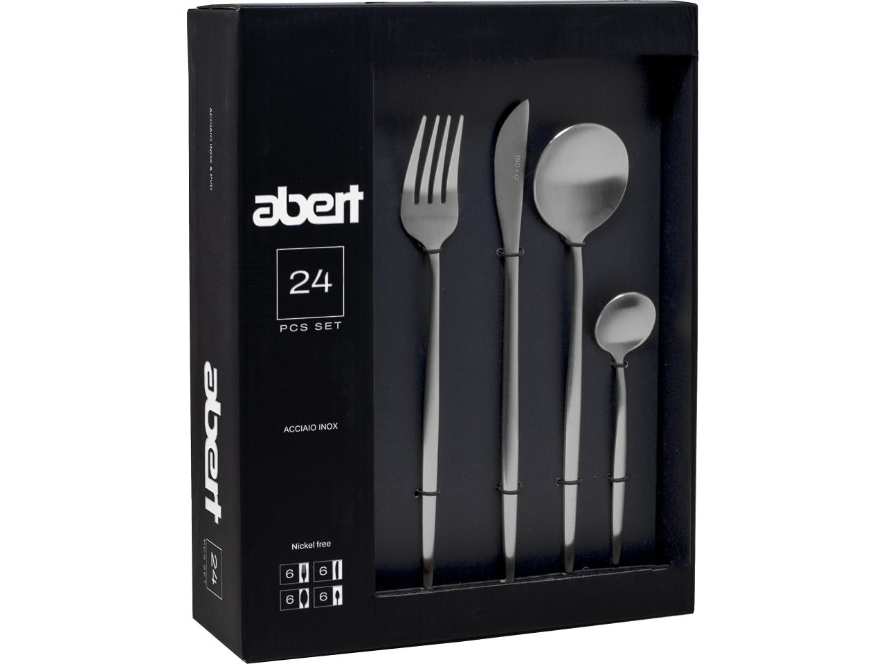 Set posate Porto in acciaio 24 pezzi, stile contemporaneo, nikel free - Abert