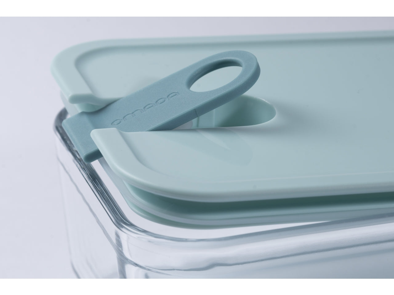 Contenitore in vetro 1,1l 20x14xh.7,5cm colore ottanio