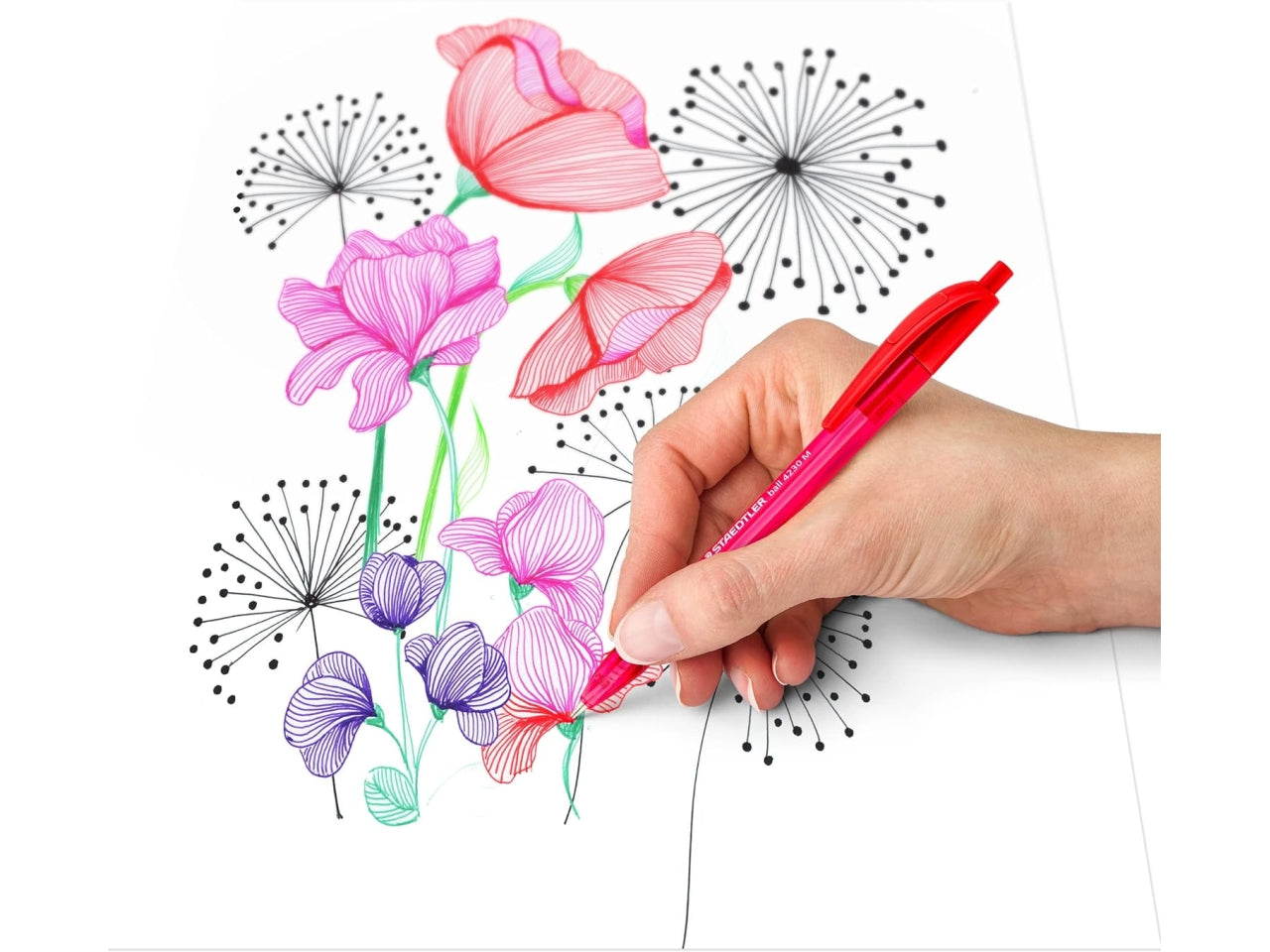 Staedtler penna colorata a sfera, a scatto, tratto m, set da 8 penne