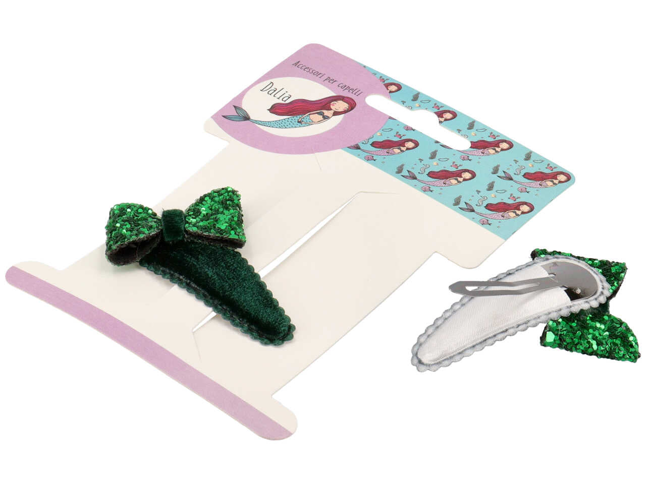 Clic clac 5cm ricoperto con fiocco glitter in poliestere, metallo senza nichel