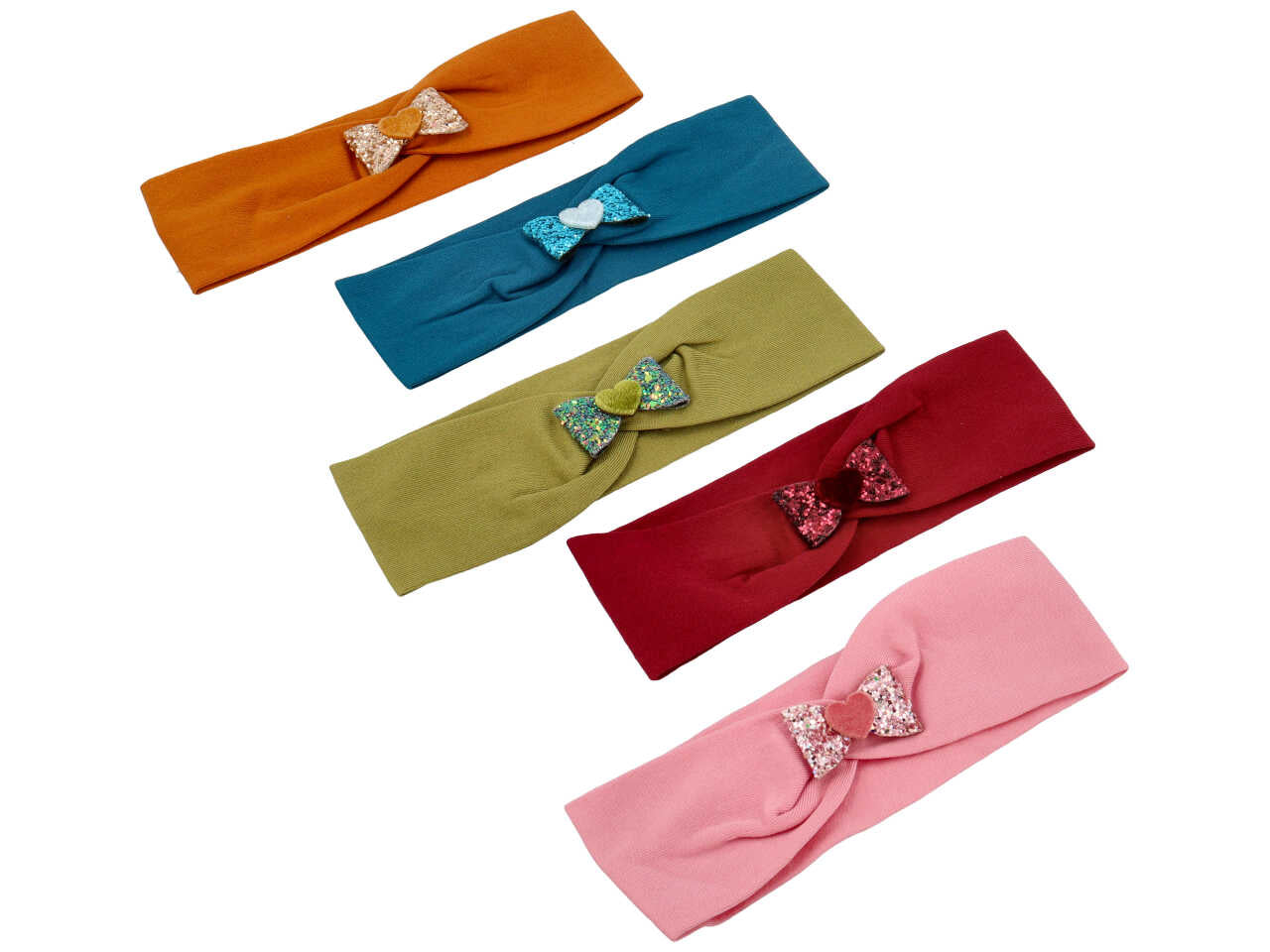 Fascia baby con fiocco glitterato e cuore in velluto