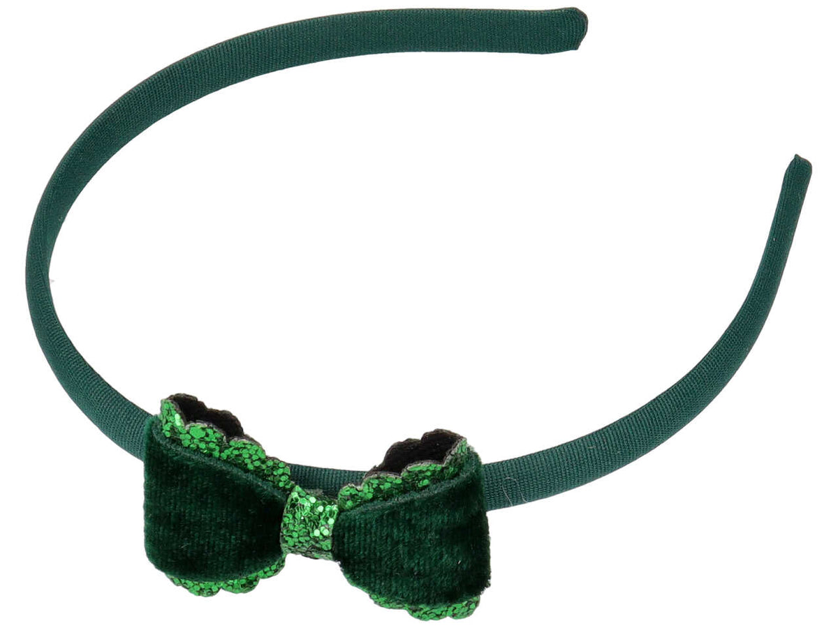 Cerchietto in lycra con fiocco in velluto e strass
