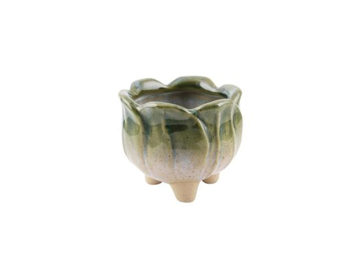 Vaso piccolo ceramica con piedini verde h.71xd.82