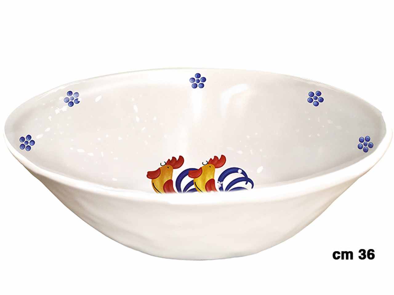 Insalatiera in melamina 36xh.12cm con decorazione galli