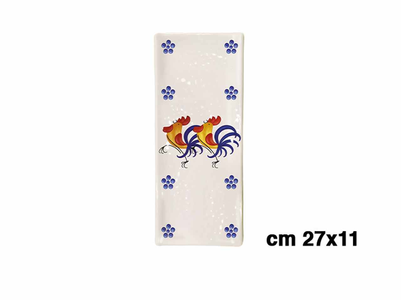 Vassoio poggia mestolo in melamina 27x11cm con decorazione galli $