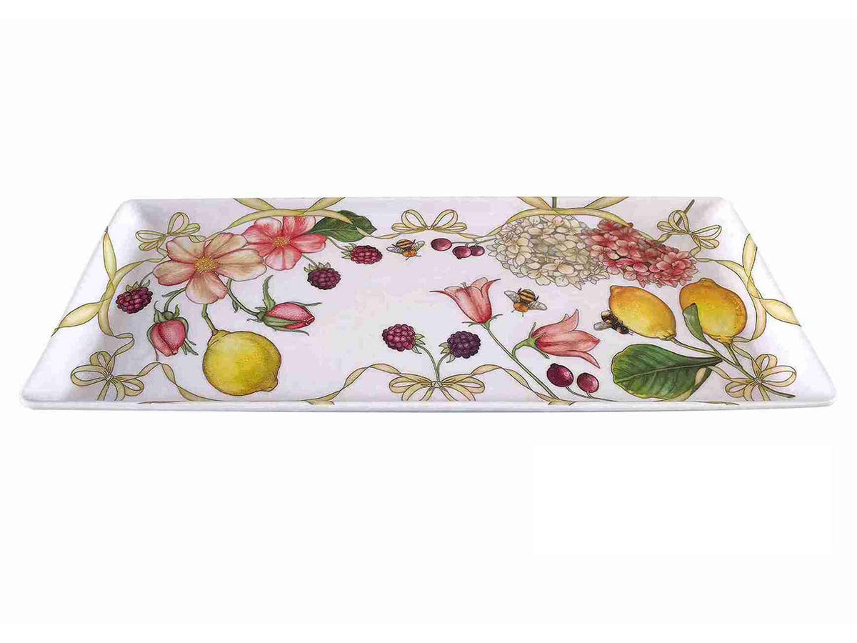 Vassoio rettangolare in melamina multicolor floreale 37x16 cm Linea Fiocchi - Ibct