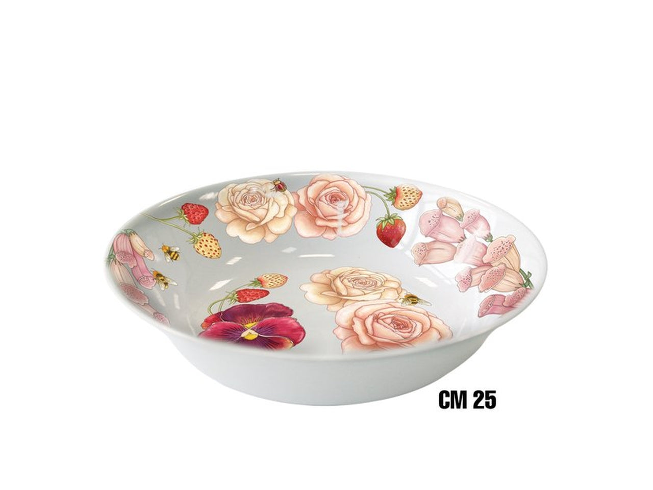 Lavafrutta melamina 25cm fiori rosa