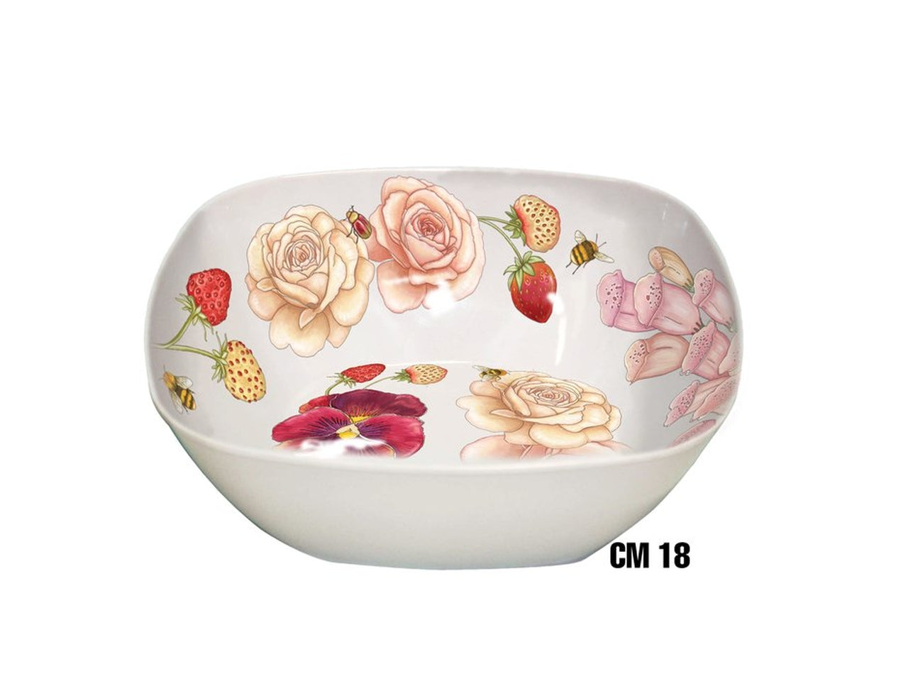 Cestino quadro melamina 18cm fiori rosa