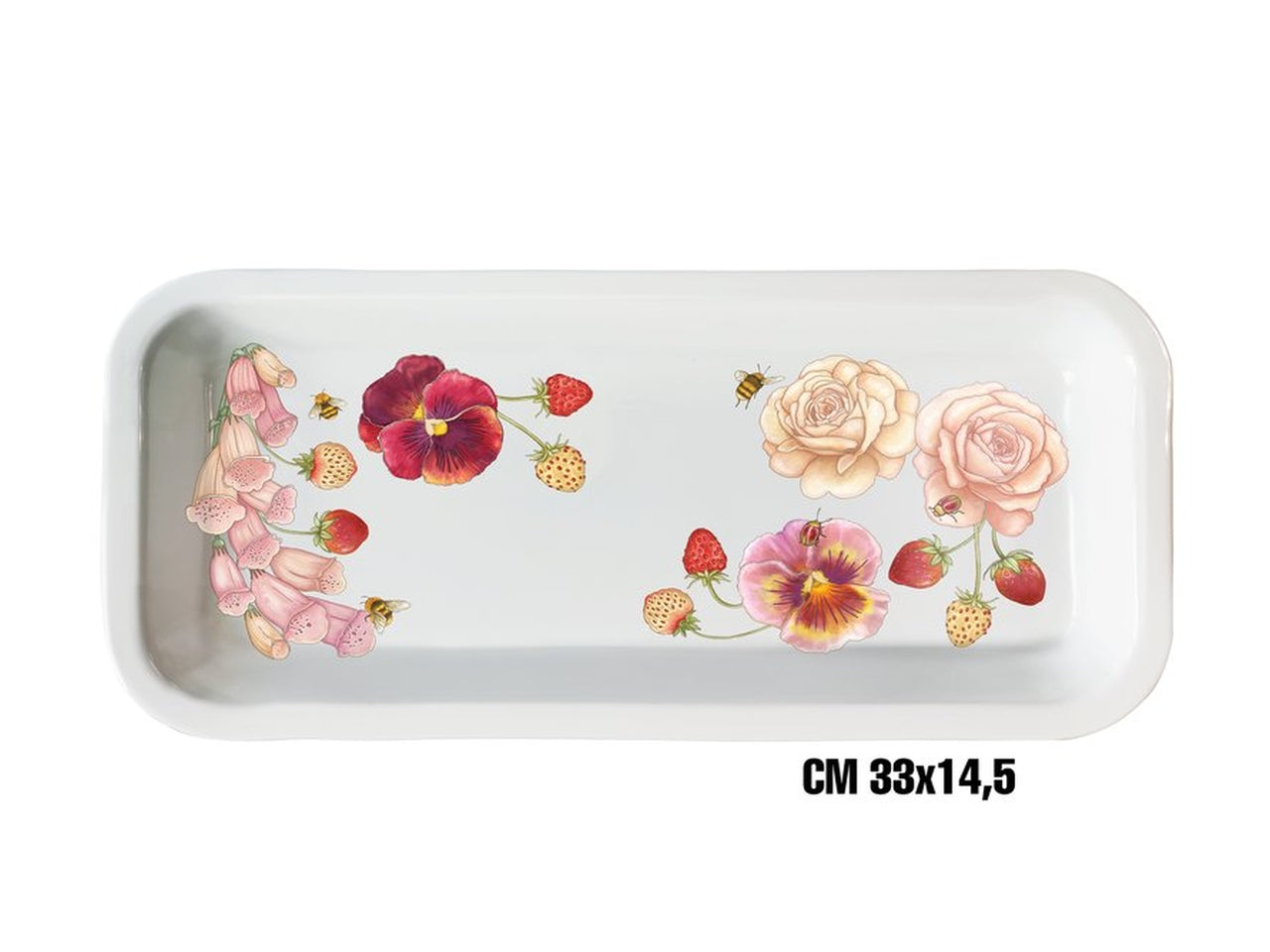 V.rett melamina 33x14,5cm fiori rosa