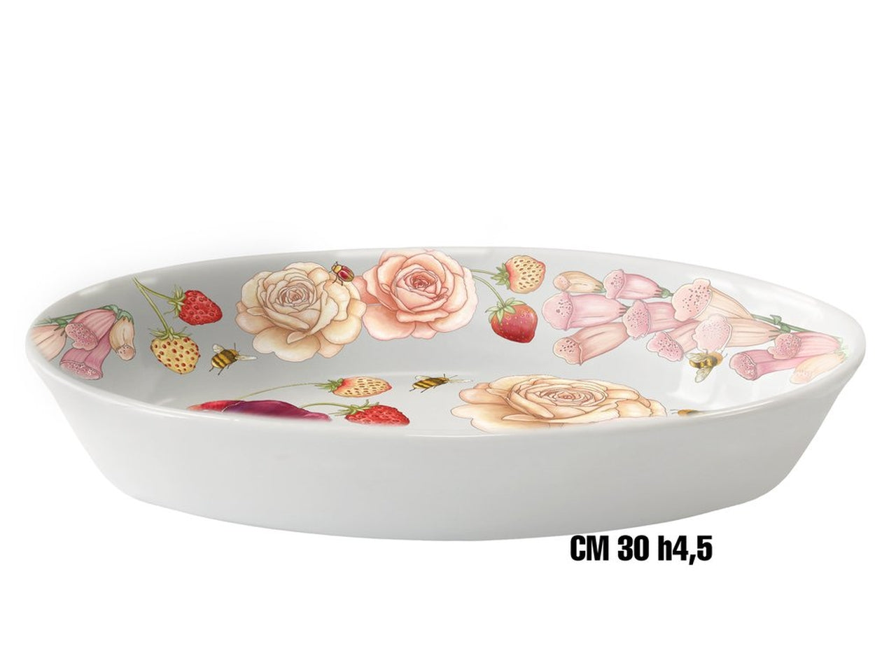 Ovalino melamina 30h.4,5cm fondo fiori rosa
