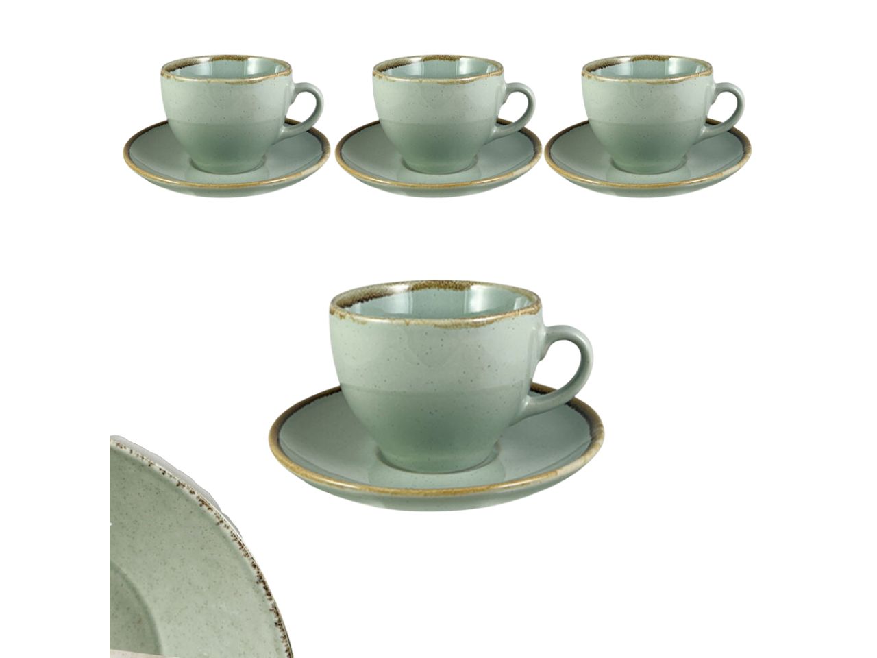 Linea tierra tazzine da caffe' con piattini color salvia - la confezione comprende 4 tazzine con piattini