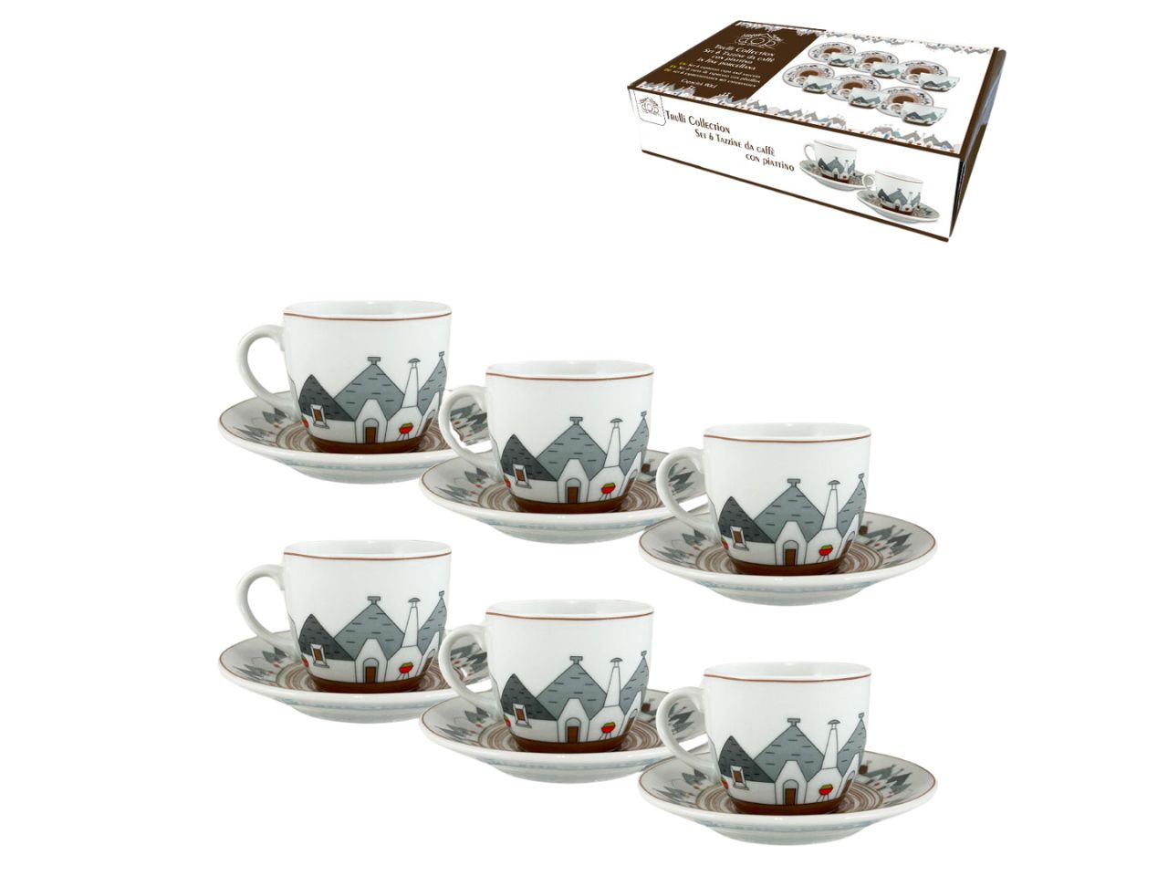 Trulli tazze caffe c/piatto la scatola contiene 6 tazze