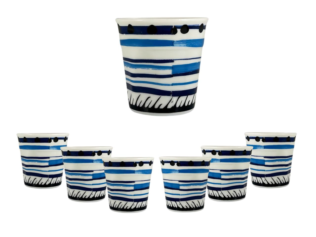 Bicchierini caffè stile mediterraneo in porcellana blu 50 ml, set da 6 bicchierini, Linea Apulia - Maison TortorÃ