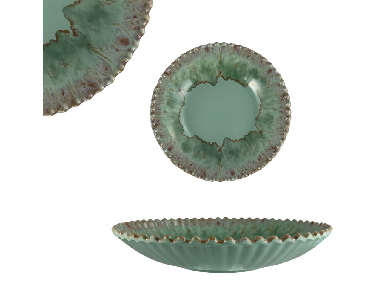 Vassoio tondo in melamina verde acqua contemporaneo 34x6,5 cm - Maison TortorÃ