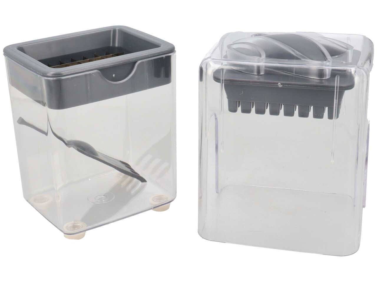 Affettatrice multiuso in plastica grigio con pressa, lama, contenitore e spatola 11,5x9x15 cm - Arca