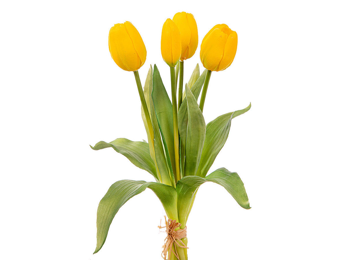 Tulipano giallo artificiale 35 cm, fascio da 5 tulipani - Arpimex