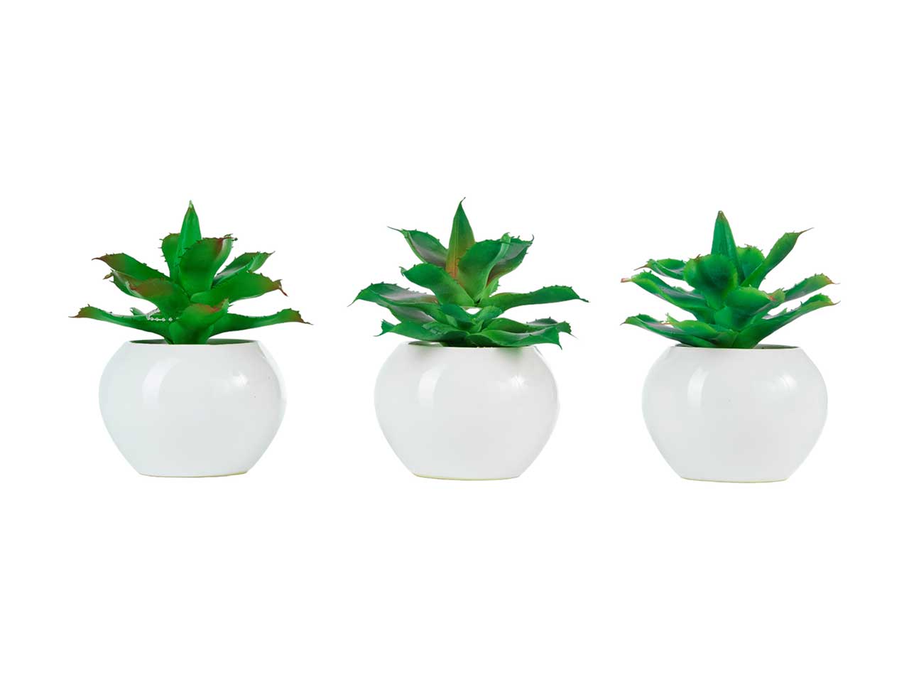 Pianta grassa finta Agave piccola in vaso di ceramica laccata - 5x14cm - Arpimex