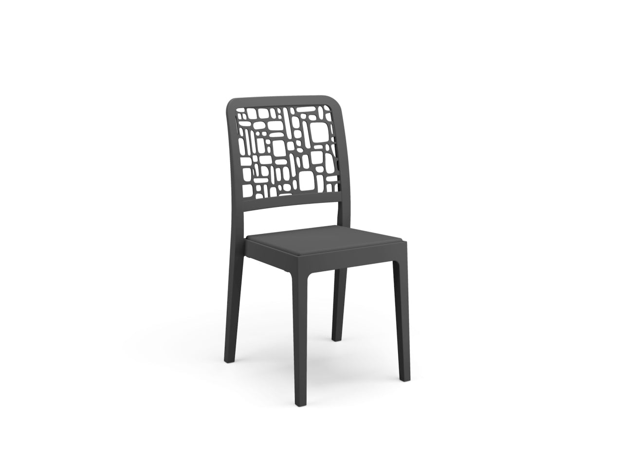 Sedia da esterno in plastica, color grigio antracite Medea 51x46x88 cm - Areta