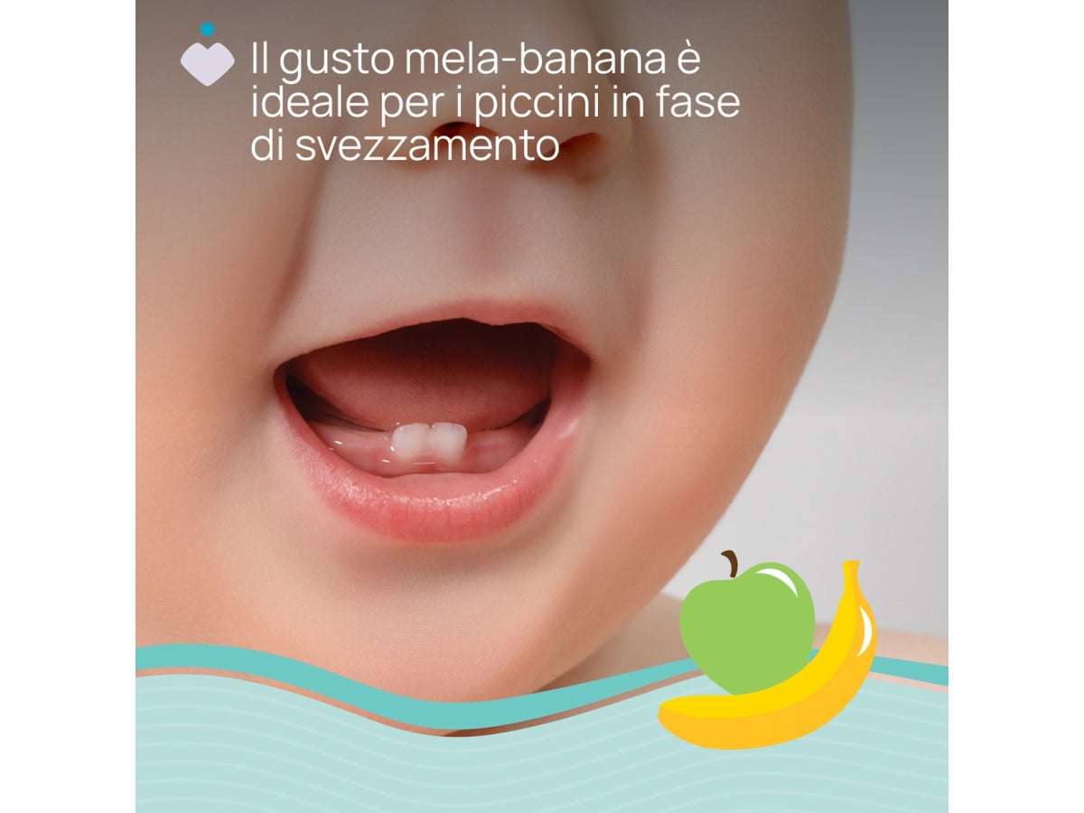 Dentifricio Oral Care Chicco, gusto mela banana per uso quotidiano, 6-24m